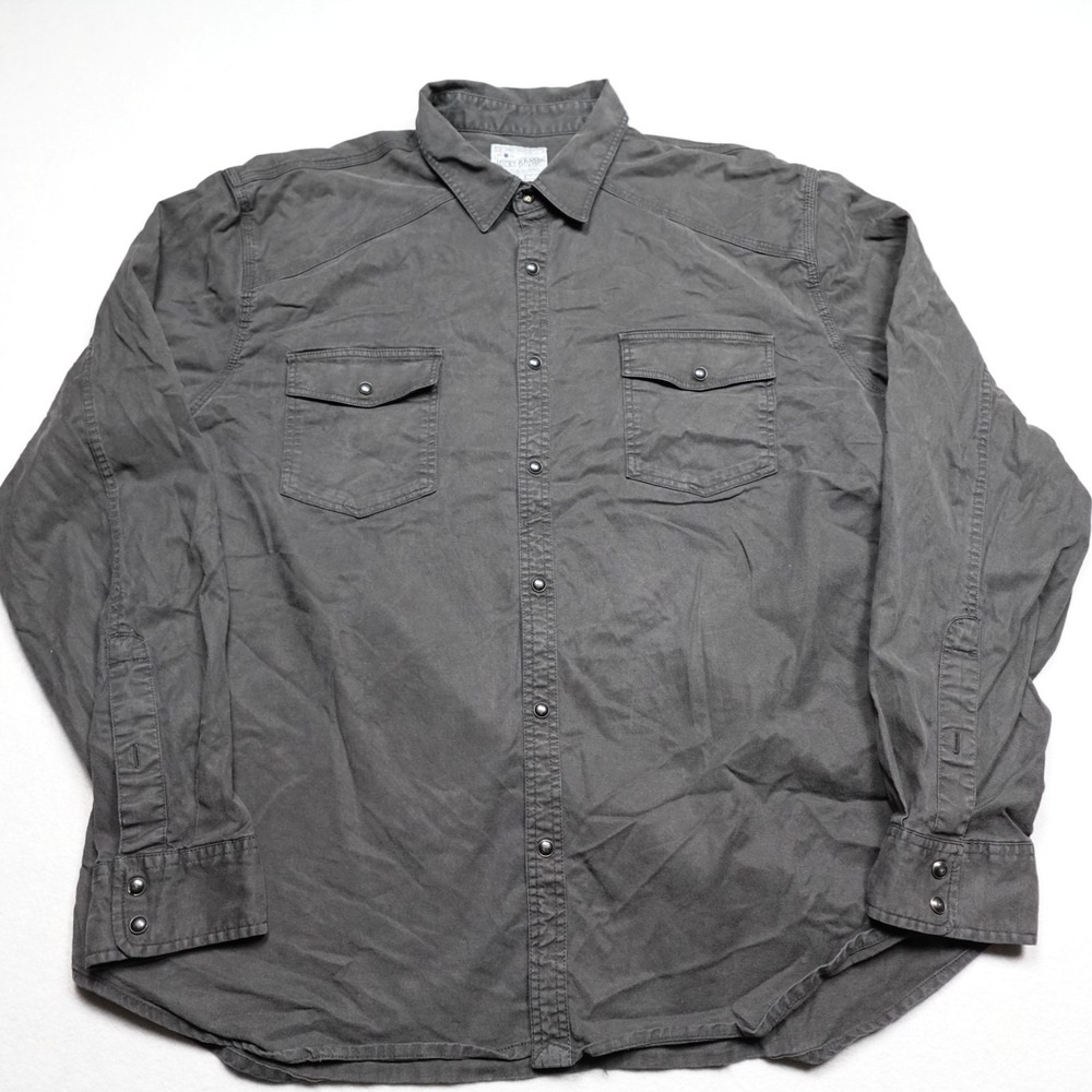 Lucky Brand Saturday Stretch Western Shirt Mens XXL Black Pearl Snap Classic Fit